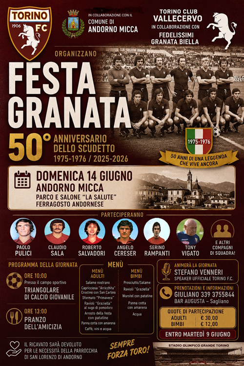Festa Granata - 50° Anniversario dello Scudetto 1975 - 1976 / 2025 - 2026